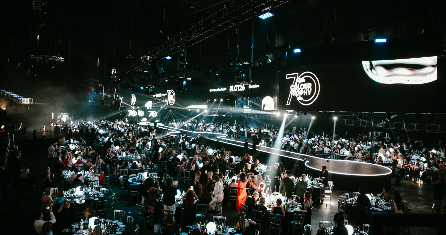 L'Oreal video production for the Colour Trophy 70th anniversary stage screen visuals and catwalk at The O2 Arena London by Clockwise Film